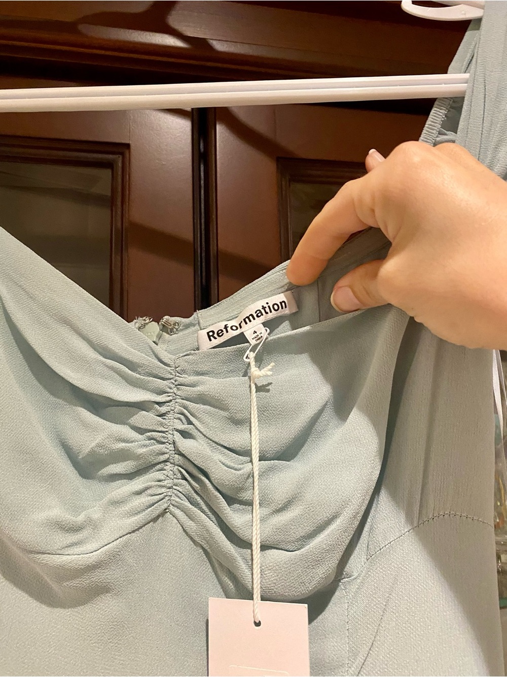 Reformation Ember Dress | Off-Shoulder Aqua Maxi Dress with Side Slit - Picture 2 of 4